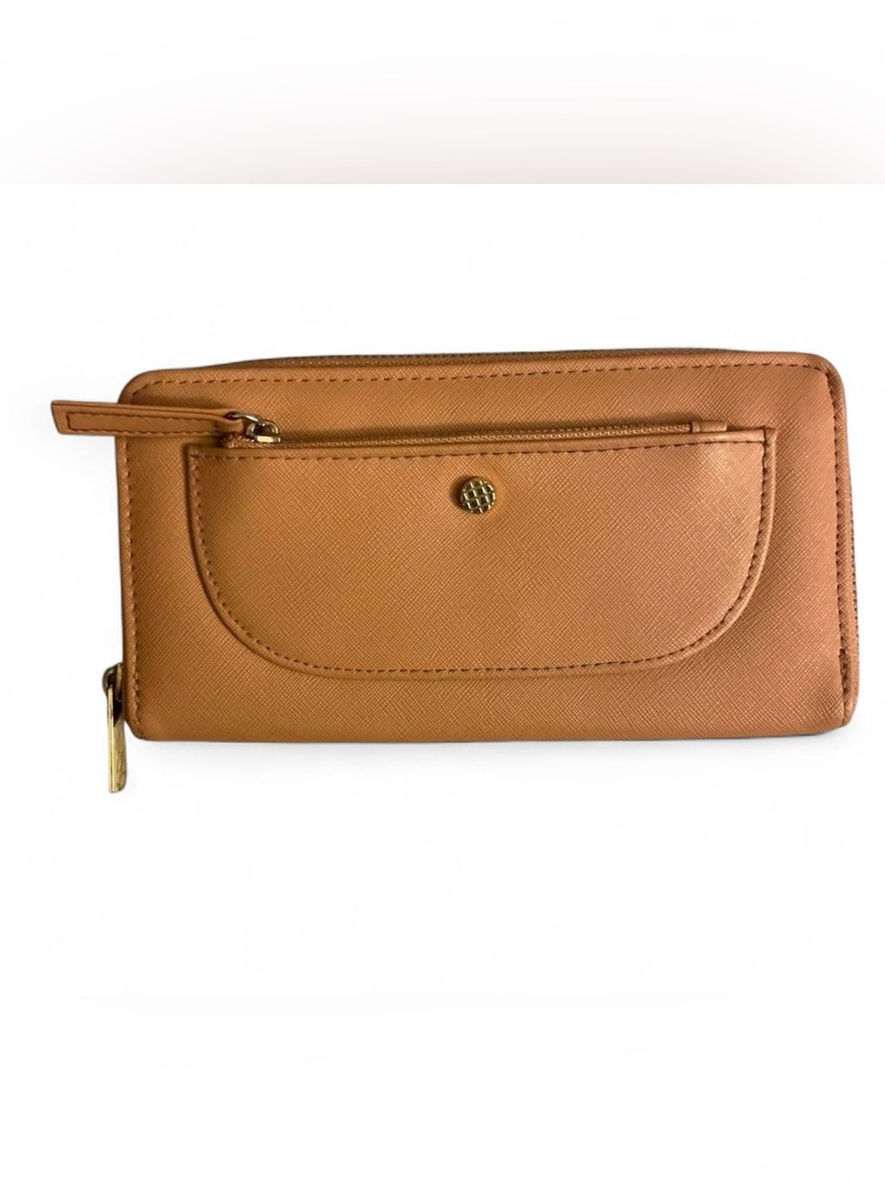 Classic Tan Women's Saffiano Wallet - Gold Accent